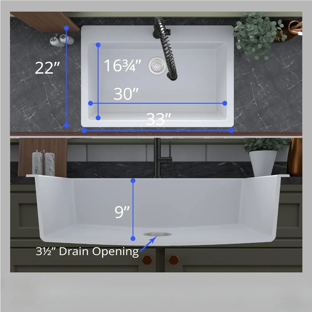 Imagem -02 - Quartz Kitchen Sink com Montagem Superior Grande Tigela Única 33 in