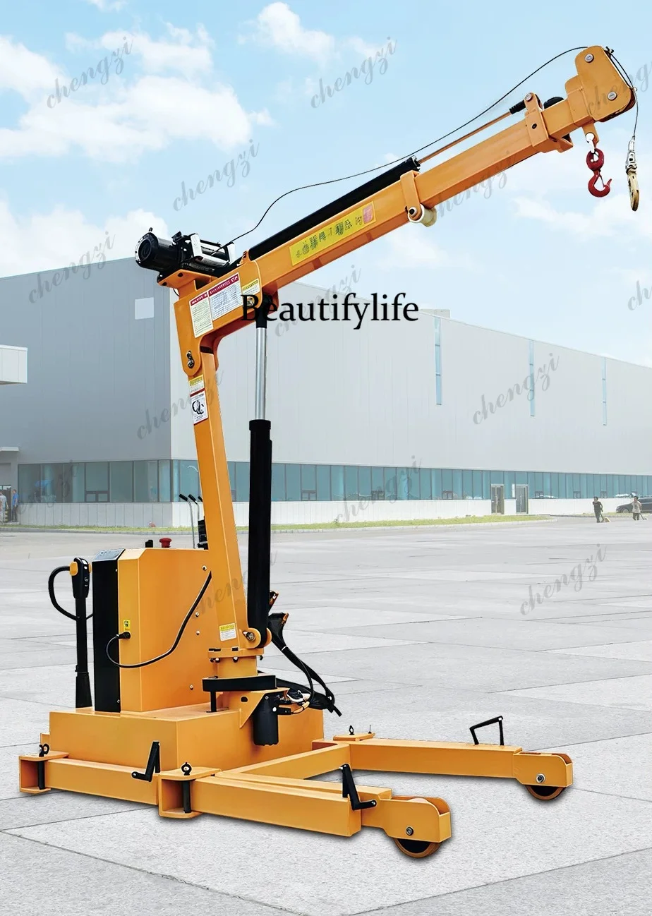 Electric, crane Small mobile hoist Vehicle loading and unloading Remote control rotary lifting cantilever crane