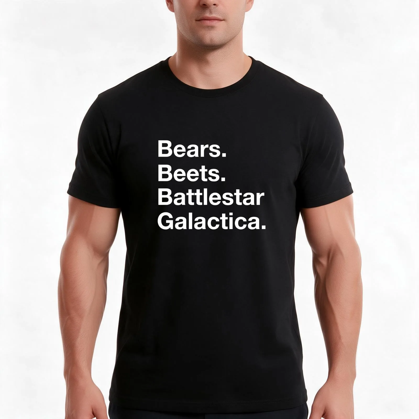 Bears. Beets. Battlestar Galactica. T-Shirt, Summer Casual Cotton Tee, Oversized Streetwear Tops, Vintage Graphic Print