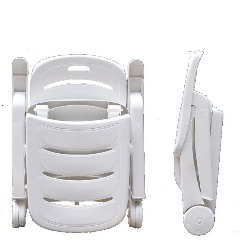 Outdoor Plastic Foldable Garden Poolside Lounger Recliner with Wheels
