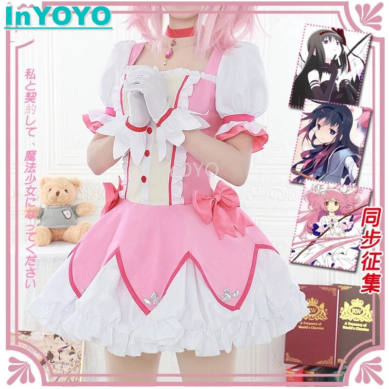 

InYOYO Anime Puella Magi Madoka Magica Cosplay Kaname Madoka Costume Lovely Pink Lolita Dress Uniform Halloween Party Outfit