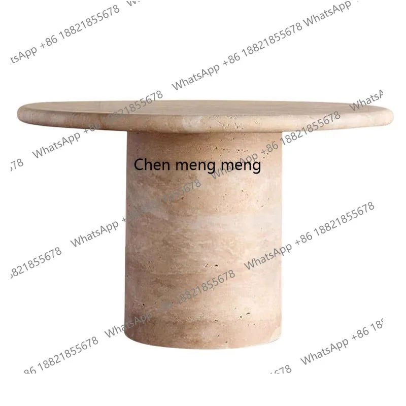 

Italian natural travertine round dining table round coffee table designer high-end dining table
