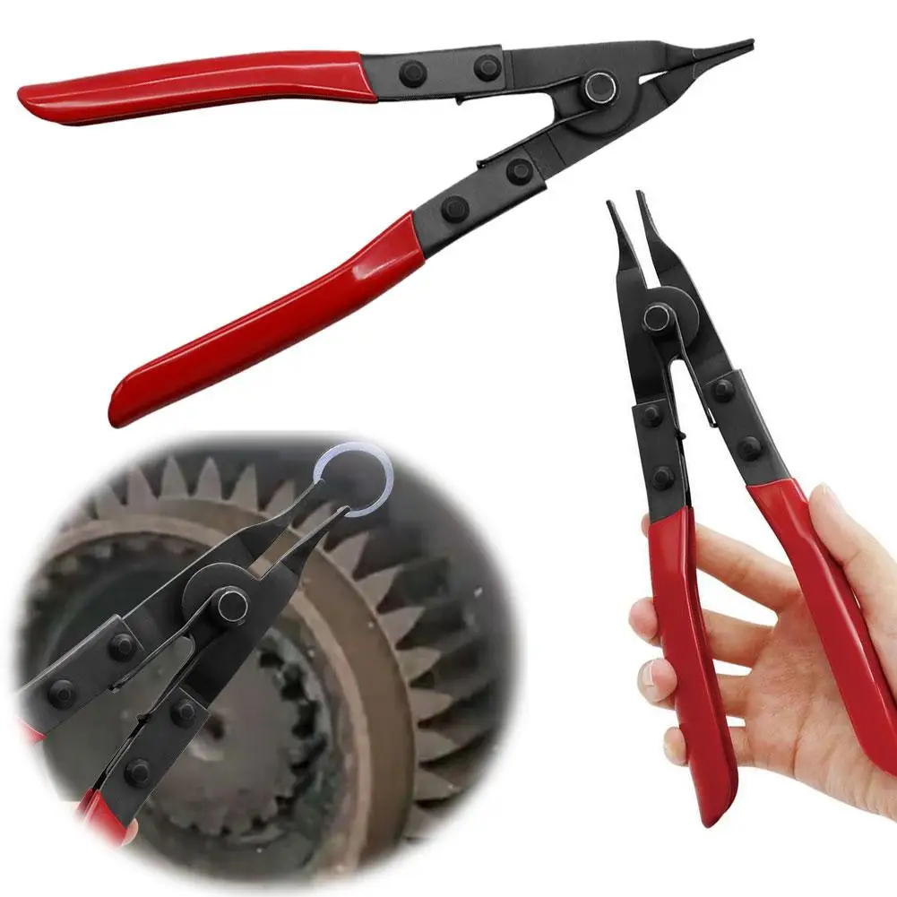 

Flat Mouth Steel Ring Pliers Non Hole Outer Circlip Remover Tool with Rubber Grip for Brake Transmission Pedal Shaft Auto Repair
