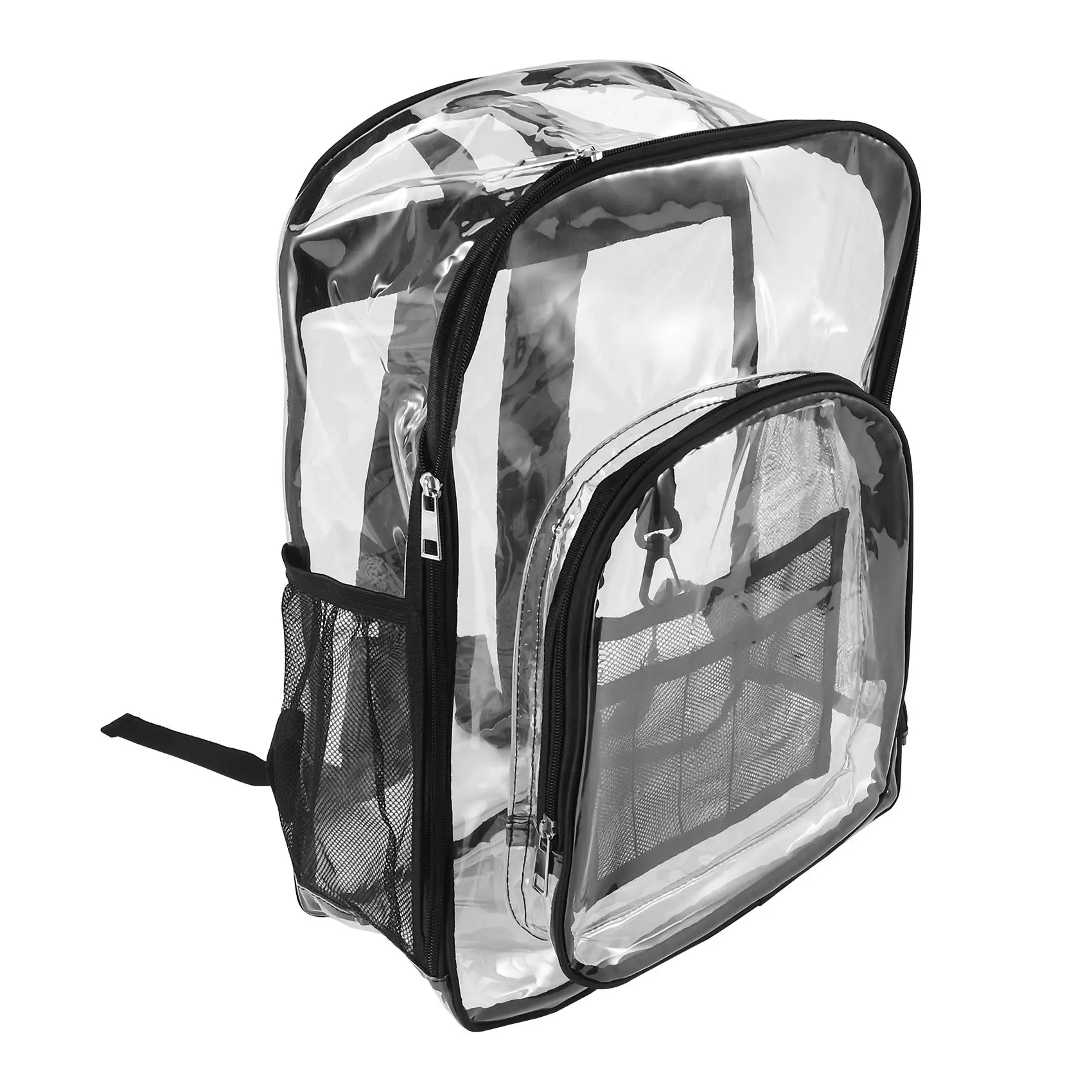FZFZ 頑丈なクリアバックパック、セキュリティ透明スクールバックパック、仕事、セキュリティチェック、旅行用のシースルーブックバッグ