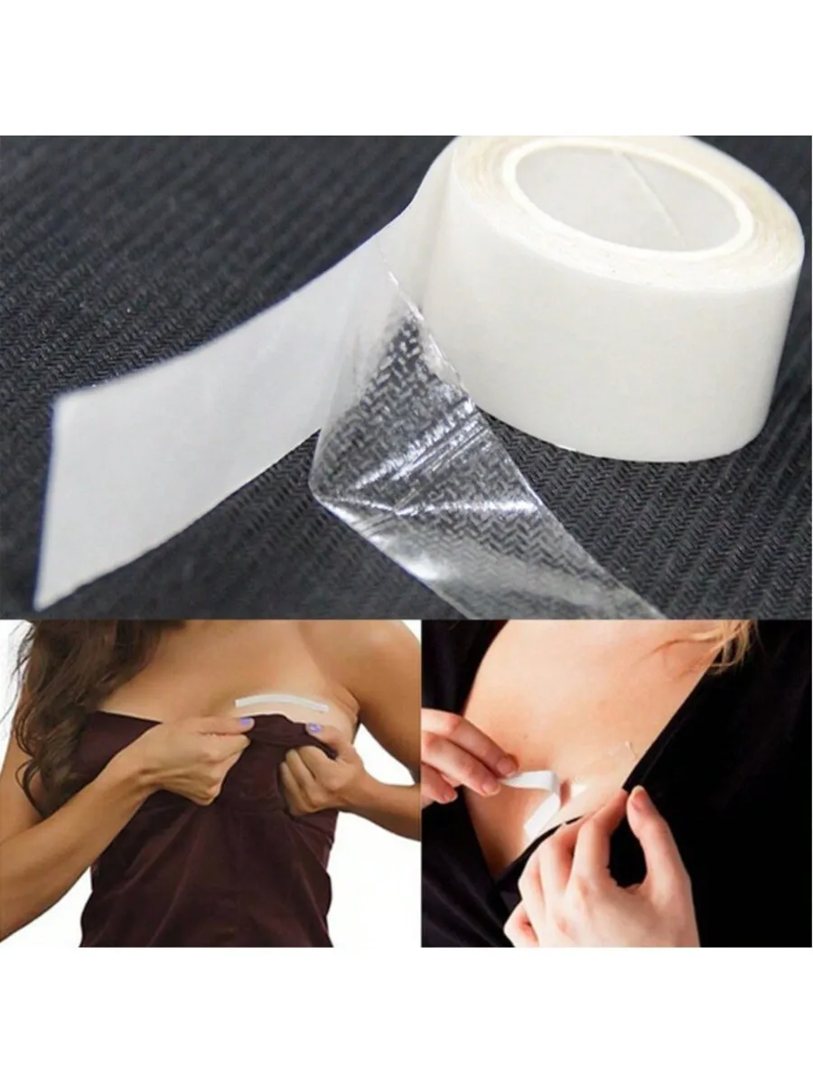 5 metros/rollo de cinta de tela impermeable para vestido, cinta adhesiva de doble cara para el cuerpo secreto, tira de sujetador para pecho, lencería transparente segura Ta