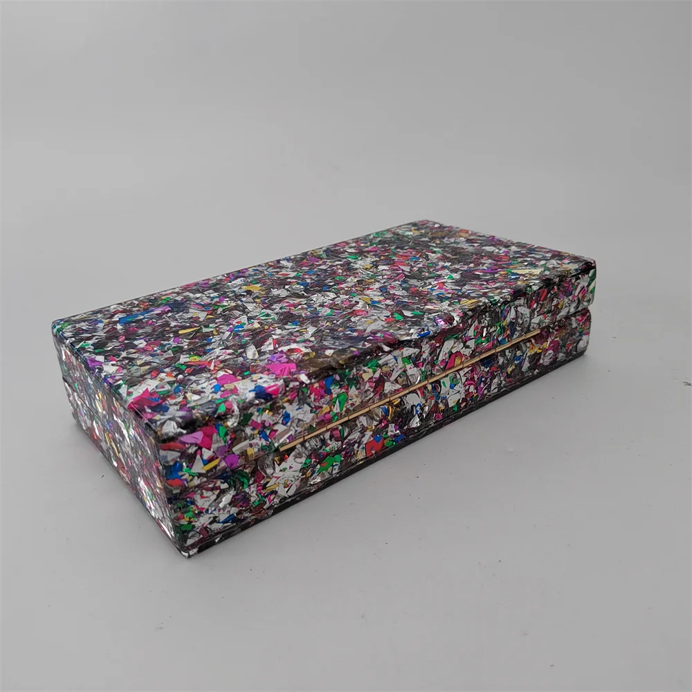 Big Colorful Glitter Silver Acrylic Box  Evening Clutch Bags For Wedding Party Purses And Handbags Luxury Designer Mini Flap