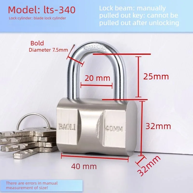 Rust Proof, Secure, Anti-theft, Key Equipped Padlock, Stainless Steel Waterproof Door Lock, Steel Heavy-duty Padlock