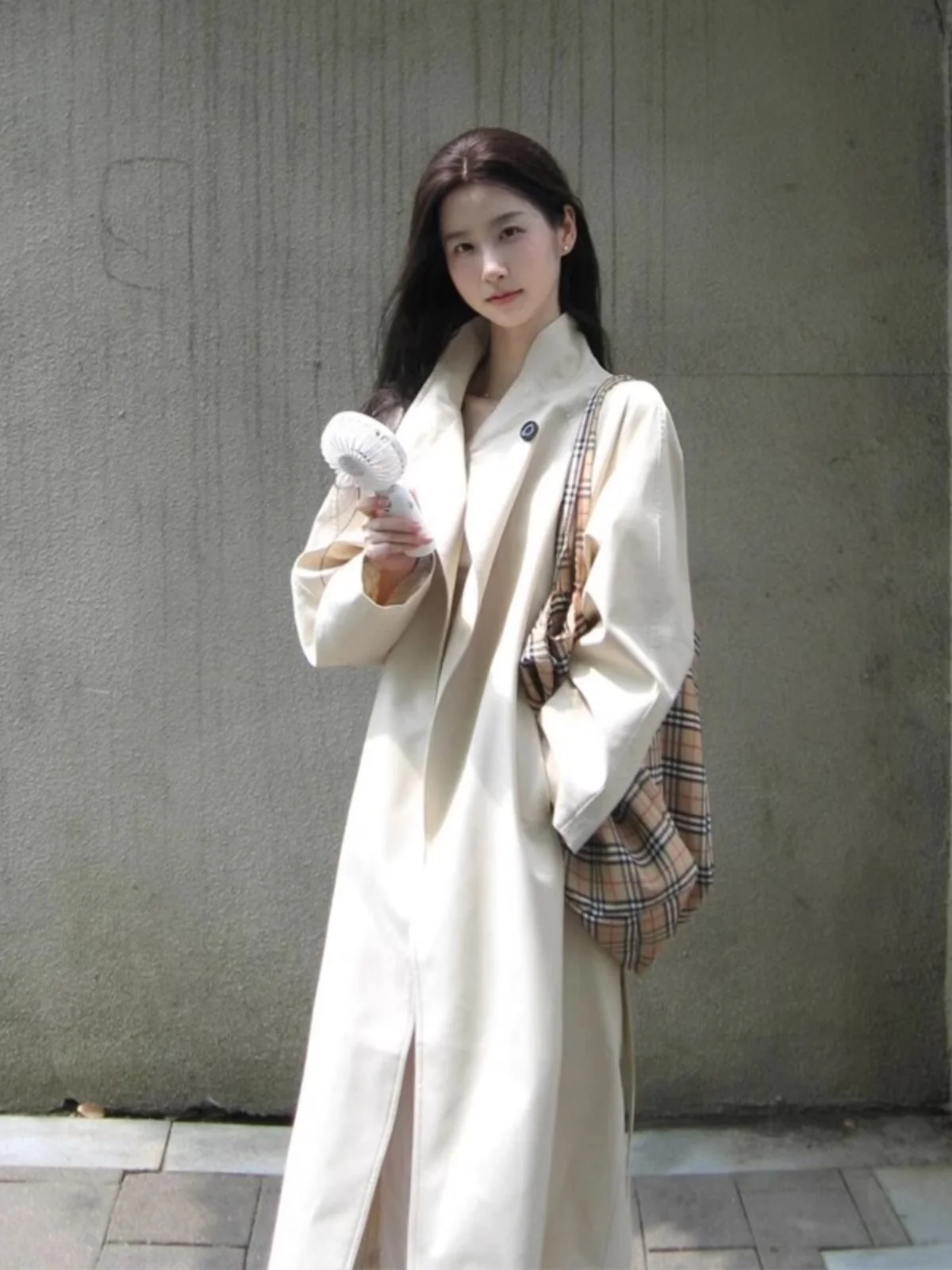 

Пальто Hebe Sle Long Over-Knee, женское, весна-осень 2025, новое, в корейском стиле, повседневное, свободное, стройнящее, с воротником-стойкой