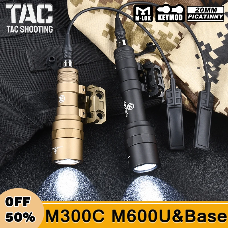 

WADSN Tactical M300C M600U Flashlight Airsoft Surefir M300 M600 White LED Scout Light With Metal Base Fit MLOK KEYMOD 20MM Rail