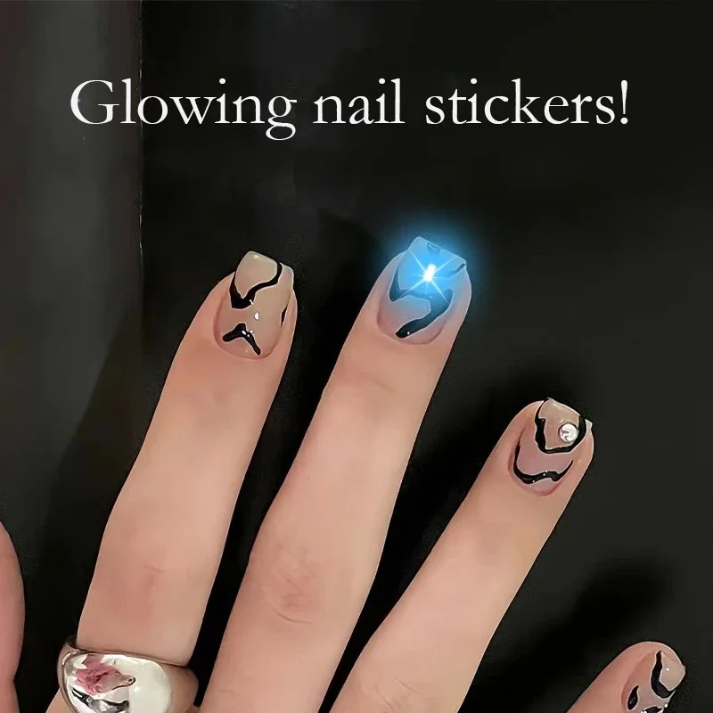 Pegatinas NFC para uñas, lámpara luminosa inteligente que brilla en la oscuridad, para manicura, 5 piezas