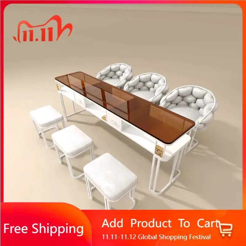 

Postmodern Glass Nail Table Rechargeable Home Polish Manicure Nail Table Organizer Service Scrivania Per Unghie Trendy Furniture