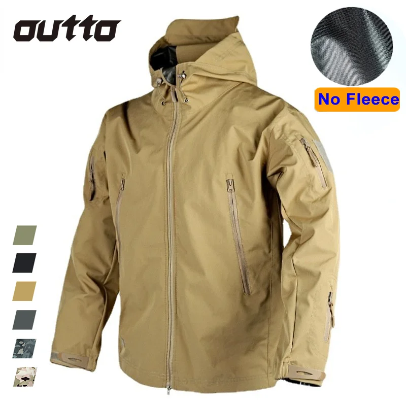 Men Tactical Jacket Thin Waterproof Hooded Jackets Male Windbreak Wear-resisting Multi-pockets Outdoor Hiking Hunting Coats