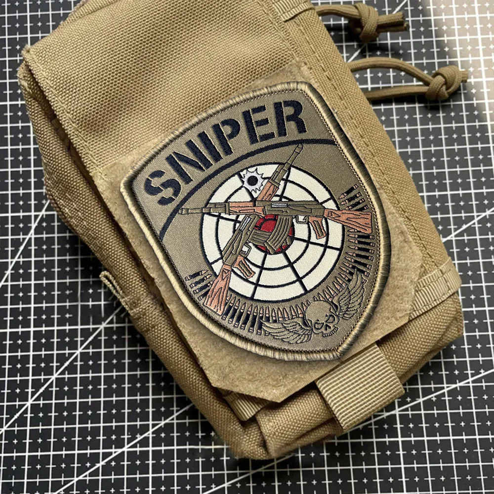 Parche táctico bordado SNIPER con velcro gancho y bucle para ropa - imagen 4