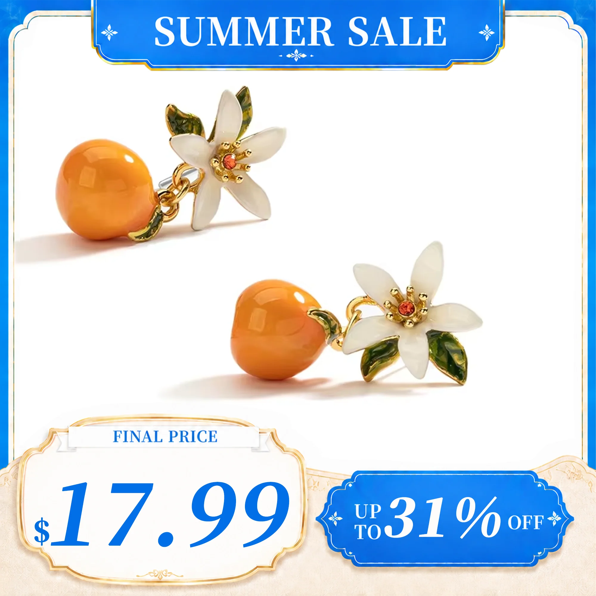 

Juicy Grape Orange Drop Earrings Summer Fruit Dangle Earrings Handmade 925 Silver Needle Versatile Bohemian Gift for Women