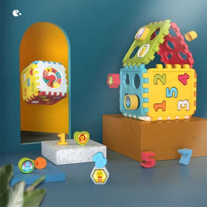 0-3 anos bebê montessori brinquedos educativos criança atividade cubo forma classificação brinquedos menino menina forma correspondência número classificador jogo