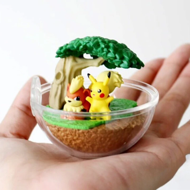 

Pokemon Pikachu Mewtwo Farfetchd Gardevoir миниатюрный пейзаж хрустальный шар эльфа фигурка аниме слепая коробка игрушки подарки для детей