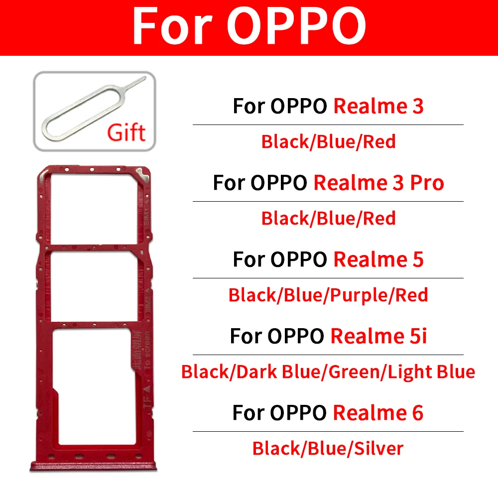 

Лоток для SIM-карты для Oppo Realme 6 5i 5 3 Pro, слот для SIM-карты, держатель лотка для карт, адаптер для чтения карт, запасные части