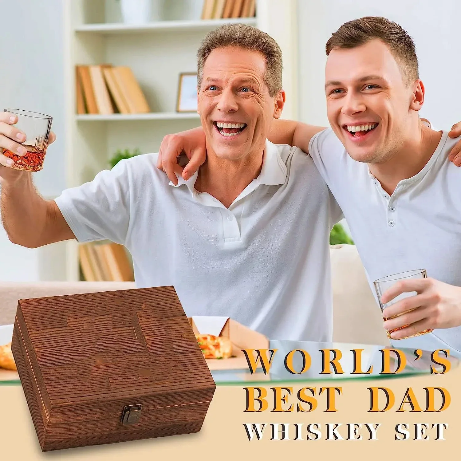 Old Fashioned Whiskey Glasses with Wooden Box - Rocks Barware For Scotch, Bourbon, Liquor and Cocktail Drinks - Set of 2