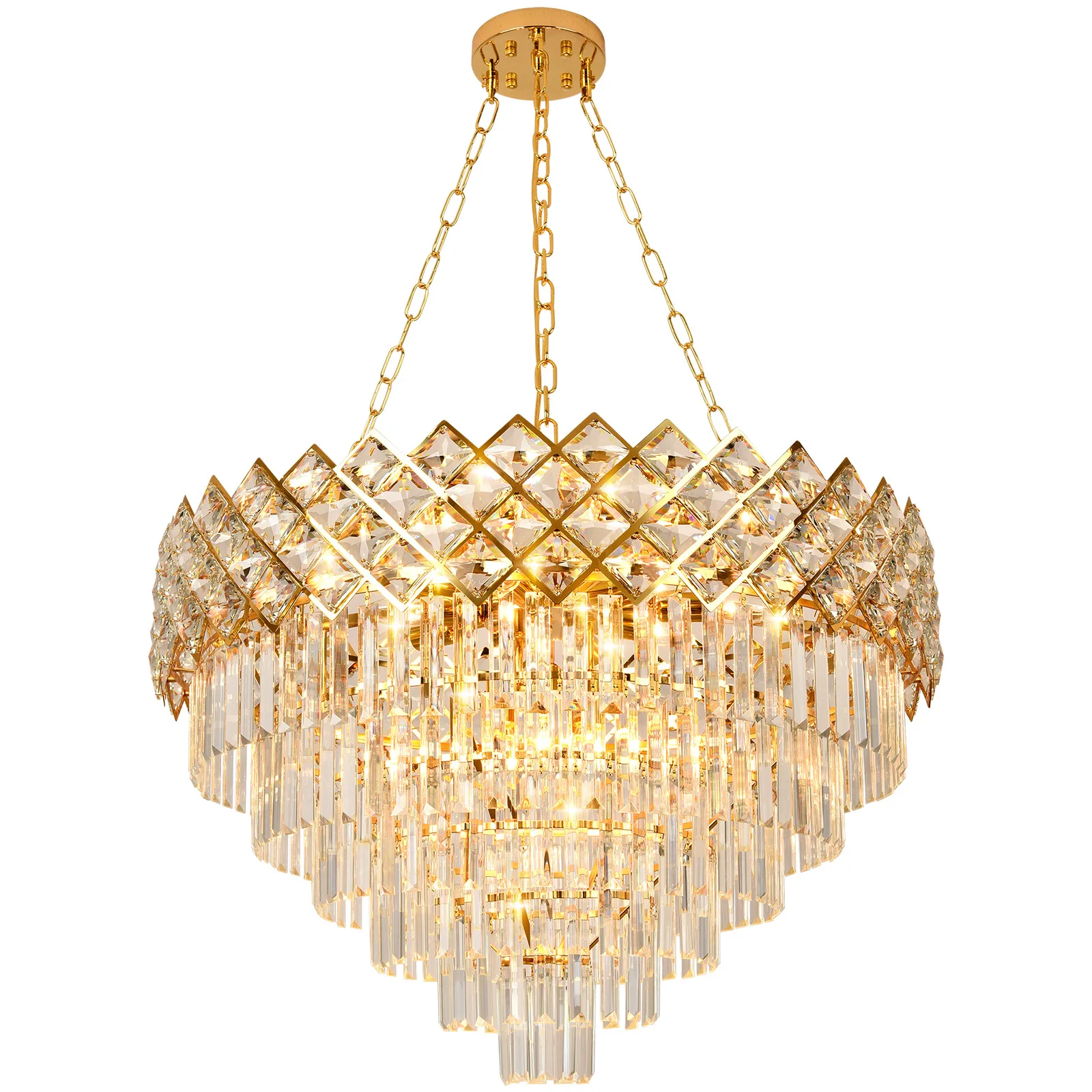 

6-Tier Modern Crystal Chandelierfor Dining Room Bedroom Living Room Foyer Farmhouse,E12*14 Lights,29.5inch