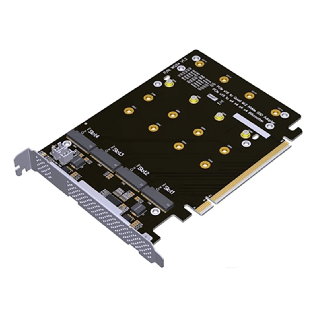 Imagem -02 - para M.2 Nvme 2242 2260 2280 22110 Ssd para Pcie 4.0 Pci Express4.0 X4x4x4x4 Adaptador Cartão de Bifurcação 4-bay Placa Placa de Expansão