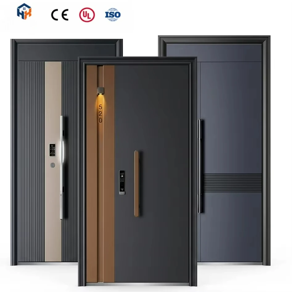 China Factory Exterior Steel Entry Security Door Simple Design Security Steel Door Modern Steel Entrance Door for House