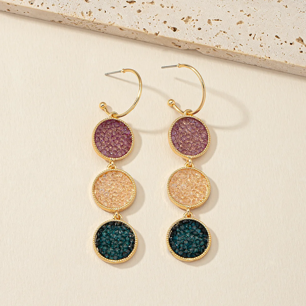 Pendientes de acrílico Faionable para mujer, mosaico creativo, joyería redonda multicolor, accesorios Faion