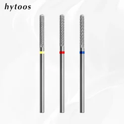 HYTOOS Rod Carbide Nail Drill Bits with Top Round R Cut Cuticle Clean Nail Bit Remove Soft Gel Drill Accessories