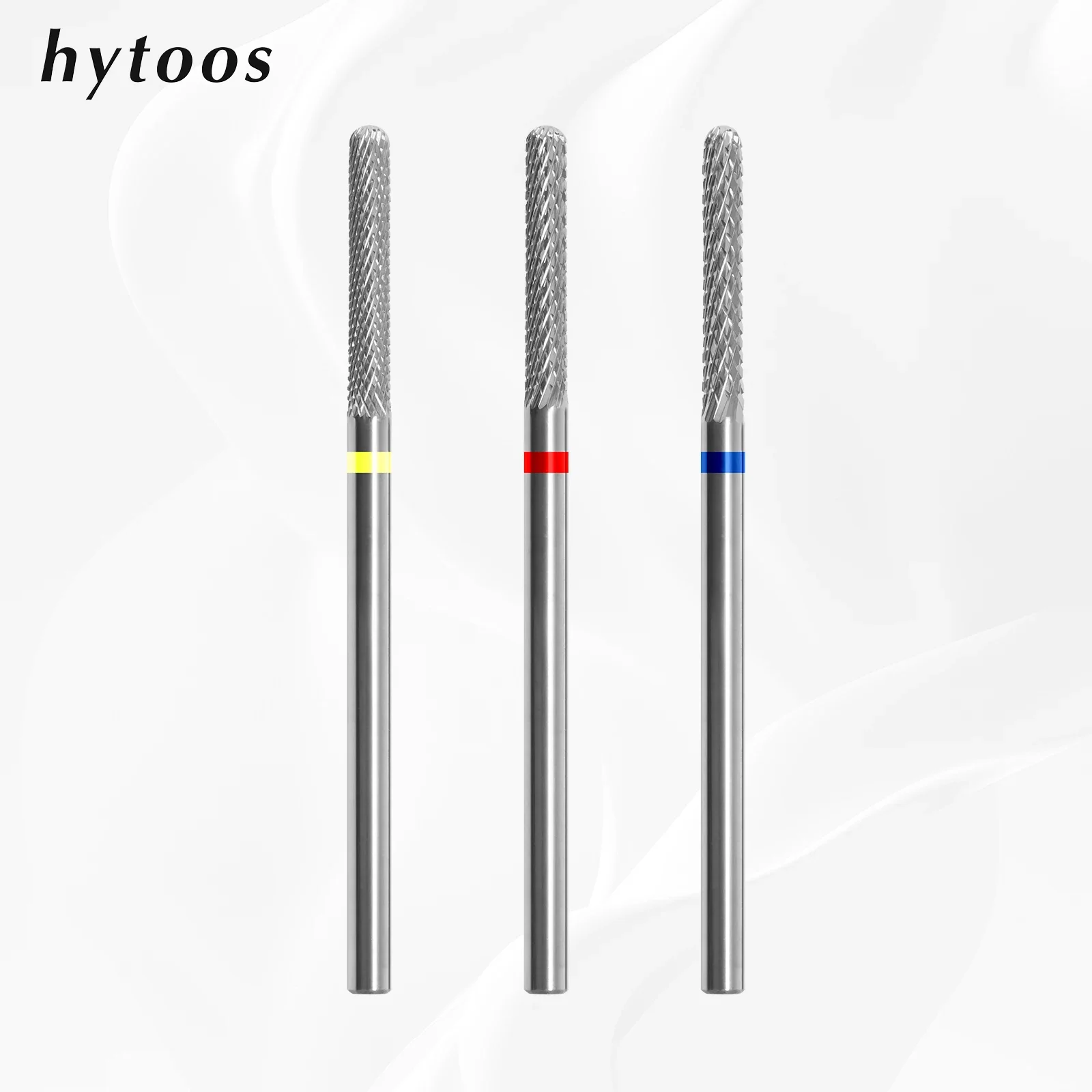 HYTOOS Rod Carbide Nail Drill Bits with Top Round R Cut Cuticle Clean Nail Bit Remove Soft Gel Drill Accessories