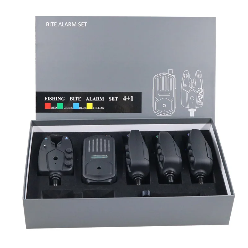 Nightlight Vibration 500 m Range 6 LED Colors Waterproof JZH- 2958 4+1 Fishing Bite Alarm Set