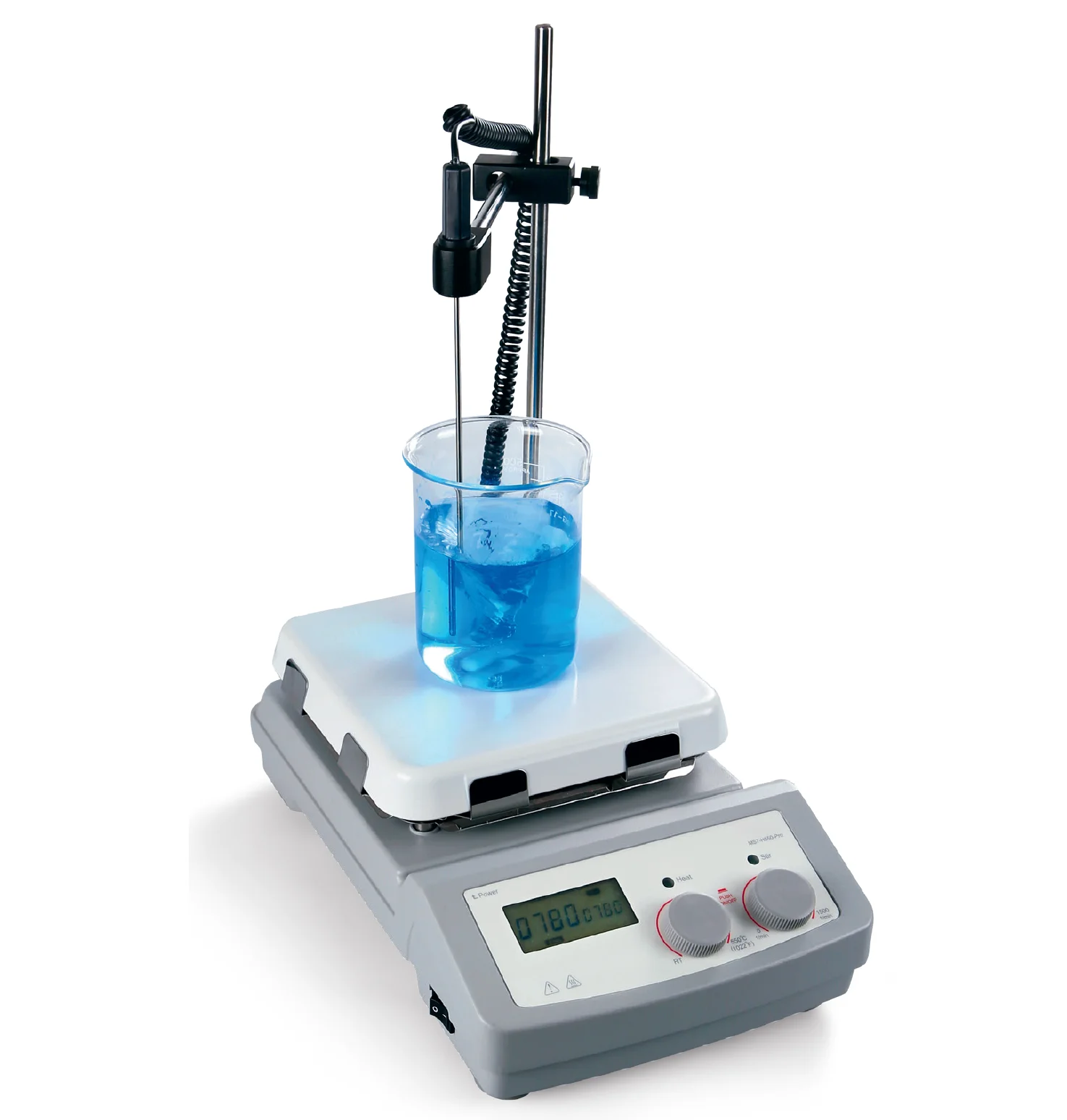 

7-Inch Square LCD Digital Magnetic Stirrer with Hotplate Includes Extra Temperature Sensor and Support Clamp Hotplate Stirrer