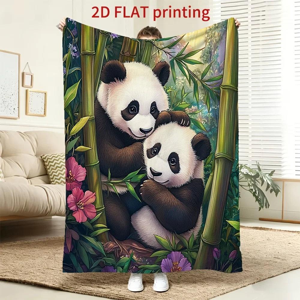 Cute Giant Panda Blanket Bamboo Forest Flannel Fleece Throw Blankets Cozy Sofa Bedspread Aesthetic Room Bedding Home Decor