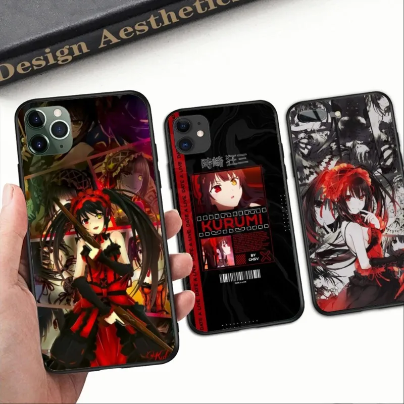 DAL KURUMI TOKISAKI Phone Case for iPhone 14 13 12 11 XS X 8 7 6 Plus Mini Pro Max SE 2022 Black Soft Phone Cover Funda