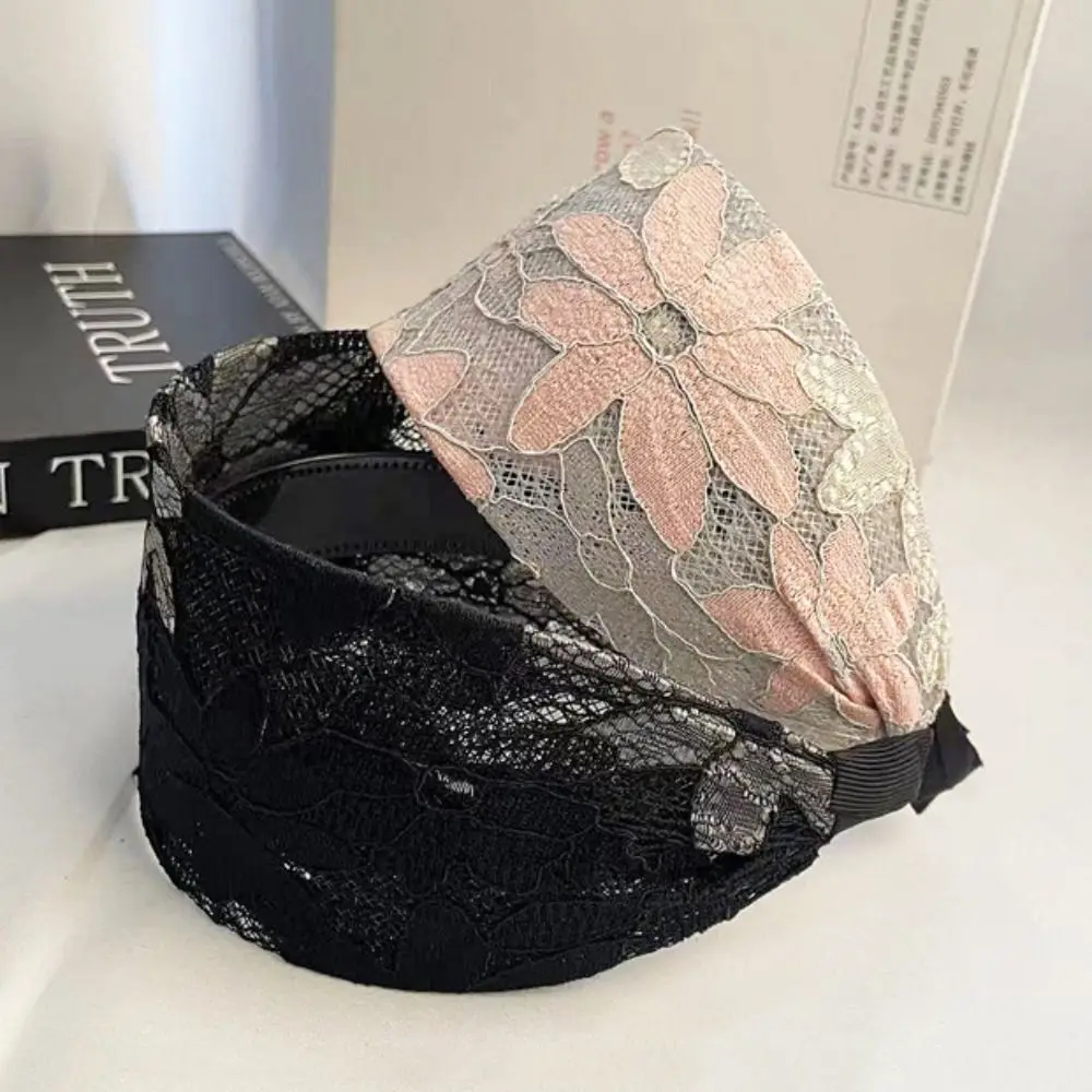 

Fashion Embroidery Wide Headband Wide Brim Non-slip Lace Headband Simple Flower Hairband Daily