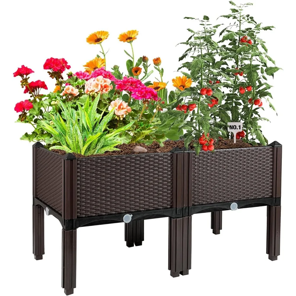 

Raised Garden Bed with Legs Planters for Large planters Outdoor Plants Elevated Plastic Garden Planter Boxes