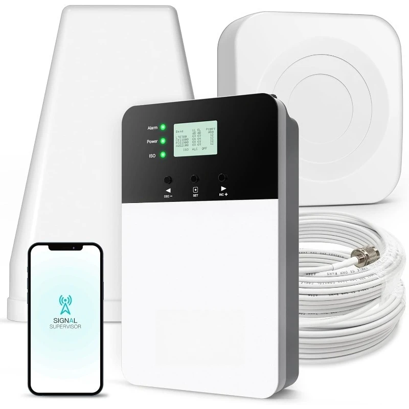 

Phone Booster for Home Office, Cover 8000 sq ft with 2 Indoor Antennas for All US Carriers, Cell Phone Signal Booster for D