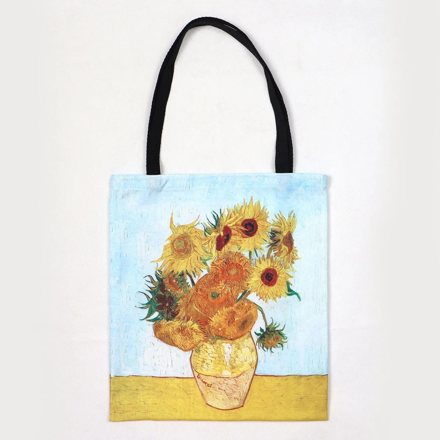 Canvas Bag Oil Painting Starry Night Sunflower Apricot Flower Coffee Holder Handbag Lightweight Shoulder Bag