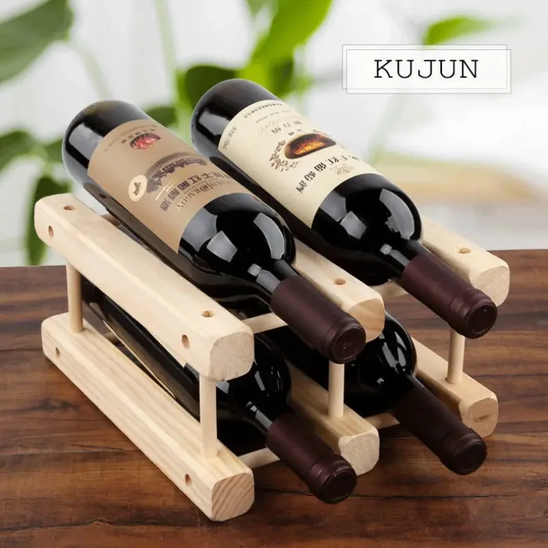 Solid wood red wine rack ornament European creative wine rack Household rack Red wine cabinet Living room  bottle displ