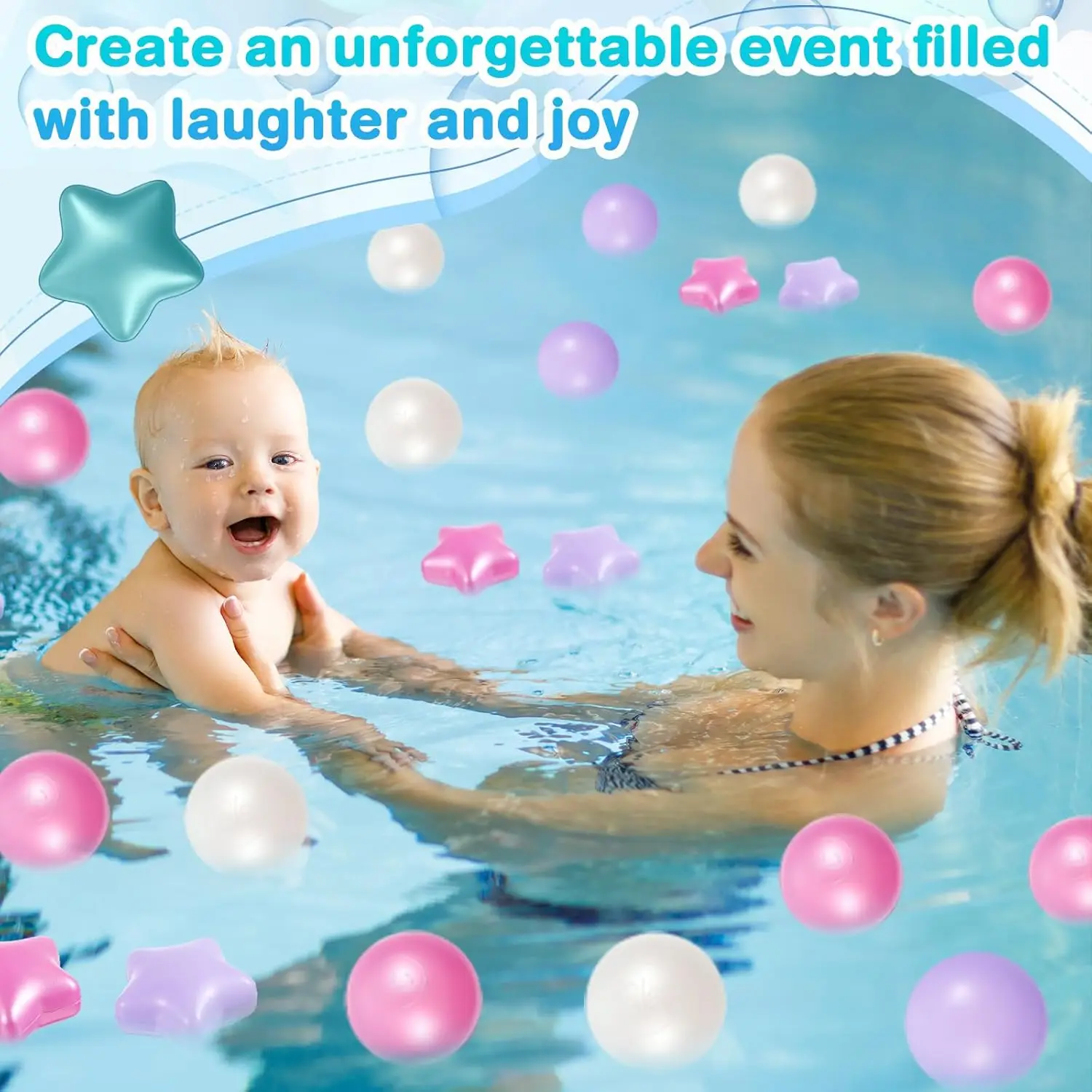 100 peças bola de plástico para crianças criança 2.17 '' estrela formato de coração brinquedo para cercadinho piscina inflável pulseira de amizade nascimento