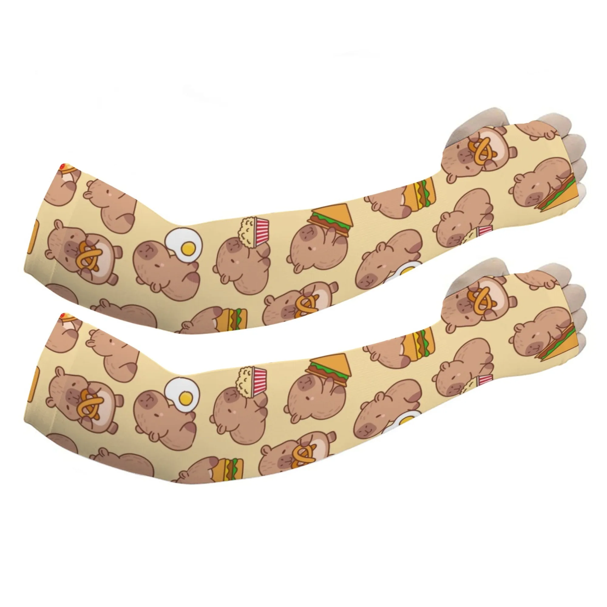 ハッピーかわいいカピバラノベルティ面白いアームスリーブ快適なソフト通気性アウトドアアクティビティガーデニングスポーツ保護スリーブ