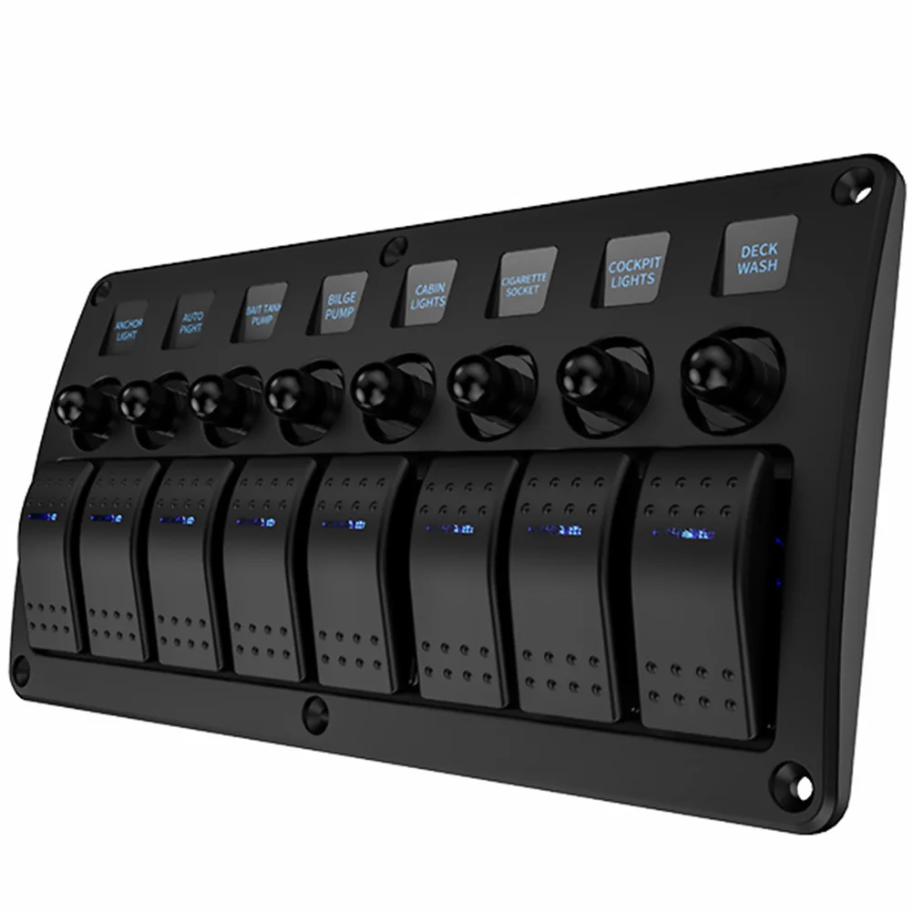 

1 комплект, комбинированный переключатель управления панелью корабля, прочный материал для автомобиля, лодки, яхты, 8-позиционные фитинги панели питания