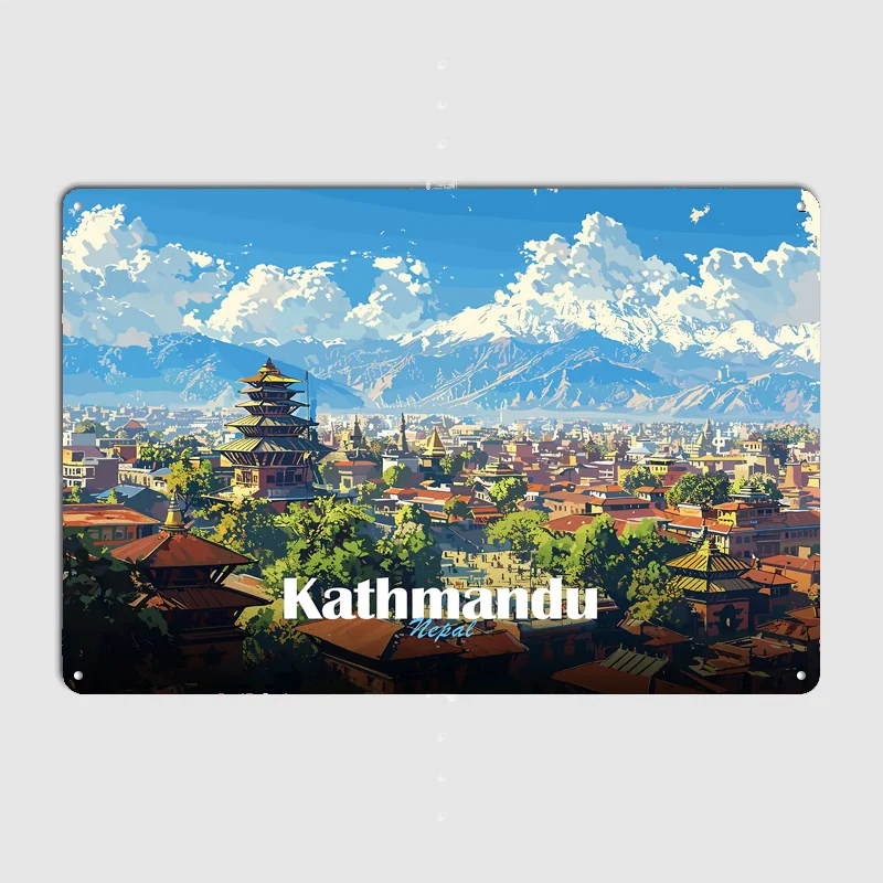 카트만두 도시 풍경 여행 포스터 금속 간판 실내 야외  - Home Decor Kathmandu 리뷰 및 가격
