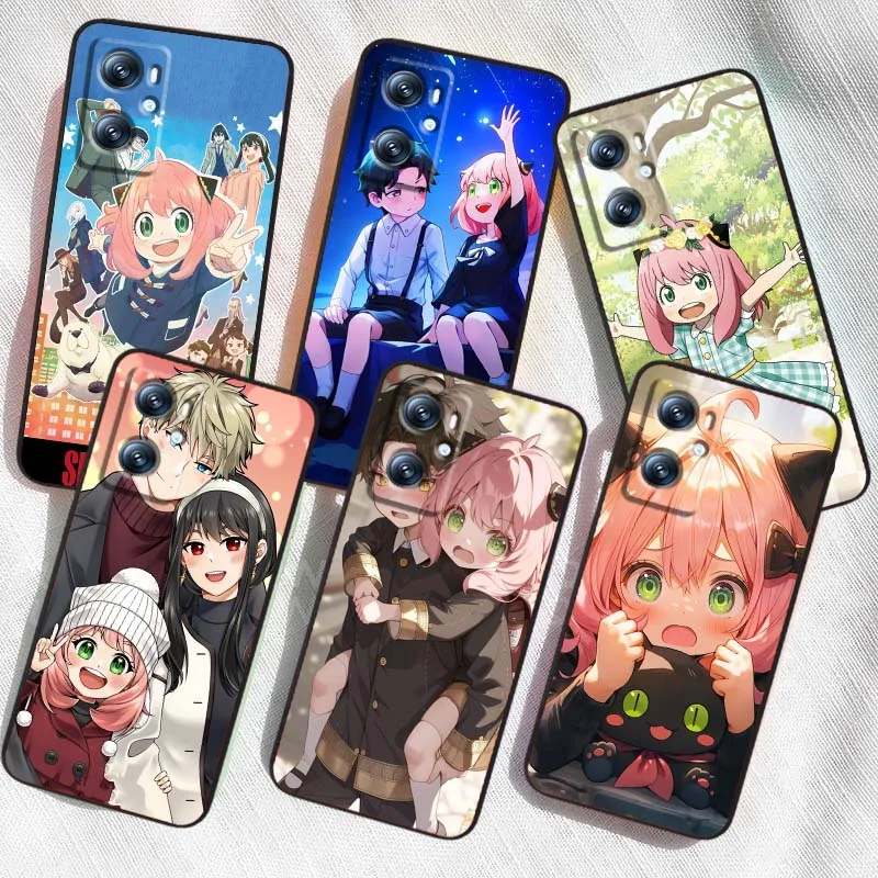 جراب هاتف كارتوني SPY x FAMILY لهاتف OPPO Reno 7 A96 A40 A58 5 6 Realme GT A74 A78 Neo2 A74 A78 Find X5 X3 X7 X8 أسود