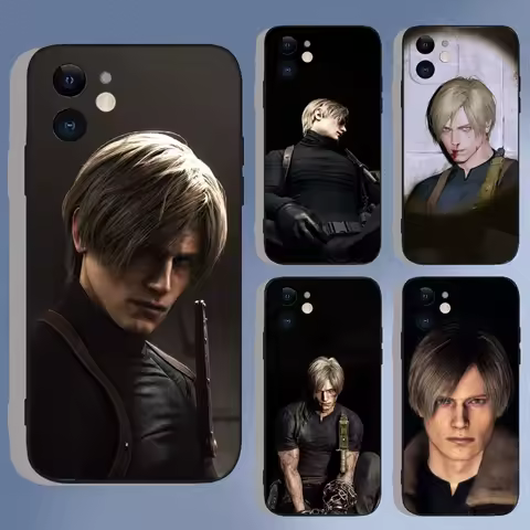 Leon Kennedy Resident Evil 4 Phone Case For iPhone 16,15,14,13,12,11,XS,XR,X,8,7,Pro,Max,Plus,Mini Silicone Black Cover Shell