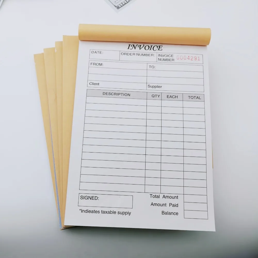 1pc (30 Sets) Handheld 3-Part Carbonless Invoice Book with Yellow & Pink Copies Work Orders Invoice Book for Small Business