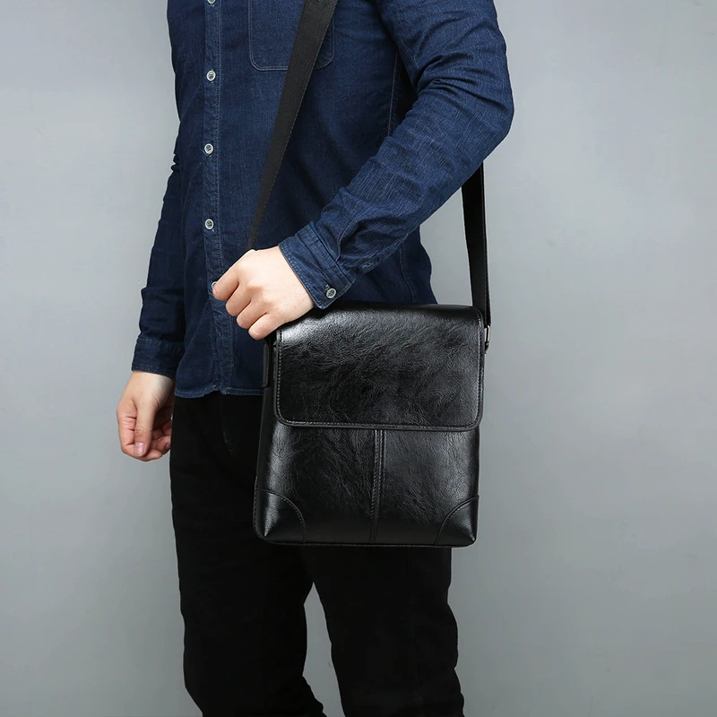 Bolso de hombro cuadrado pequeño de PU sólido para hombres, bolsos cruzados de negocios casuales con broche, moda Simple, gran oferta, 2024