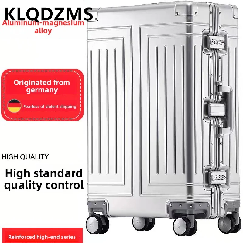 

KLQDZMS 20, 24, 26, 29-дюймовый мужской деловой чемодан для ручной клади, студенческий чемодан для салона самолета, полностью из алюминиево-магниевого сплава, для ручной клади
