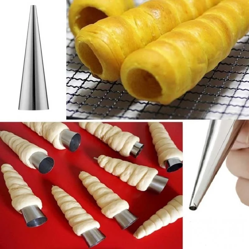 6 Pcs/set Stainless Steel Molds Pastry Cream Horn Cake Bread Mold Conical Tube Cone Roll Moulds