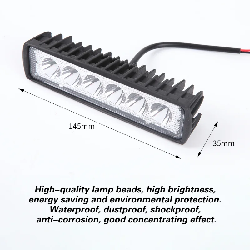 6 LED 18W Car LED Work Light DRL High Brightness Spotlight Offroad Automobile Truck Driving Headlight Fog Lamp 12V