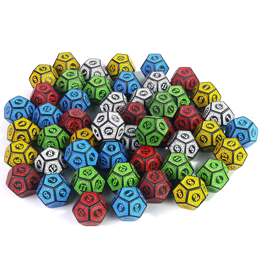 10pcs D12 Polyhedral Dice 12 Sided Digital Dice for DND TRPG Party Games