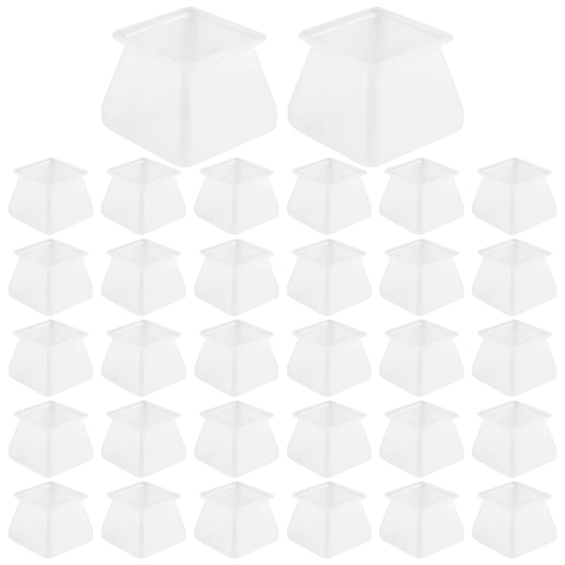 

32Pcs Furniture Silicon Protection Cover - Square Silicone Chair Leg Floor Protectors - Chair Leg Caps Furniture Table Feet Cove